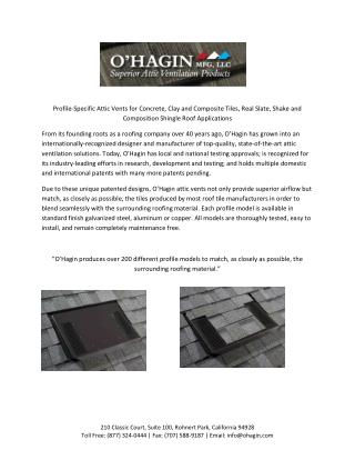 Ohagin Attic Vents - Ventilation Solutions