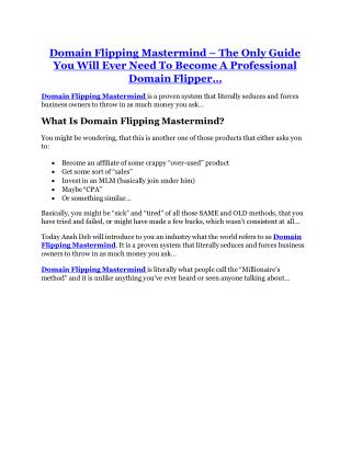 Domain Flipping Mastermind Review - Domain Flipping Mastermind 100 bonus items