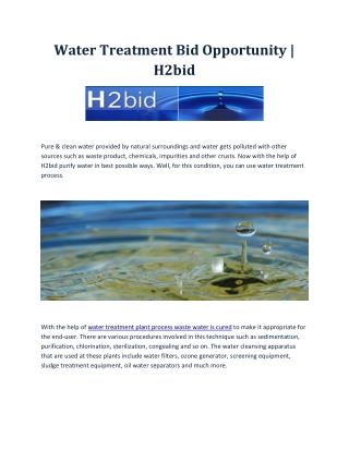 Water Treatment Bid Opportunity | H2bid