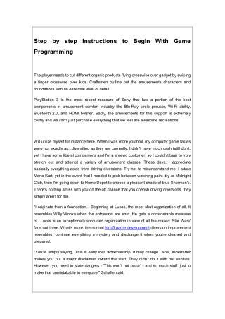 Step by step instructions to Begin With Game Programming
