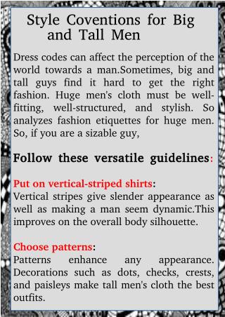 Style Conventions for Big and Tall Men