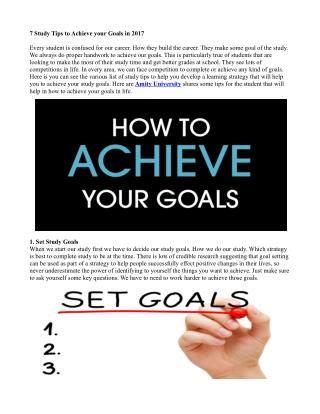 7 Study Tips to Achieve your Goals in 2017