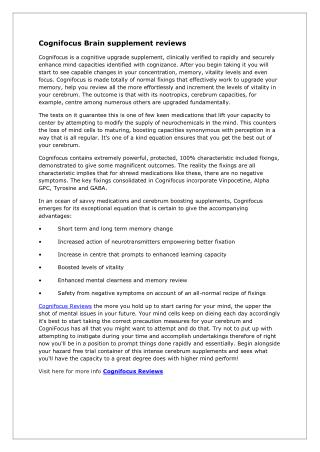 Cognifocus reviews