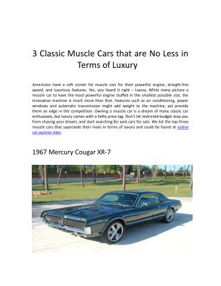 3 Classic Muscle Cars that are No Less in Terms of Luxury