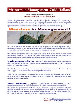 Interim Management -interim projecten- Meesters in Management