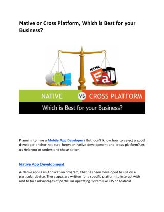 Native or Cross platform? Which is best?