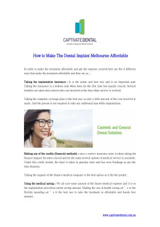 How to Make the Dental Implant Melbourne Affordable