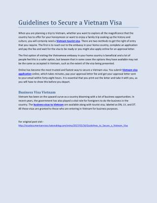 Guidelines to Secure a Vietnam Visa