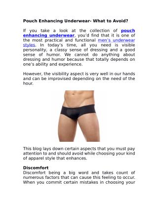 Pouch Enhancing Underwear- What to Avoid