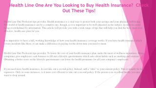 Health Line One Keep These Tips in Mind When Choosing Your Health Insurance Plans