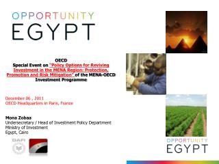 December 06 , 2011 OECD Headquarters in Paris, France Mona Zobaa Undersecretary / Head of Investment Policy Department M