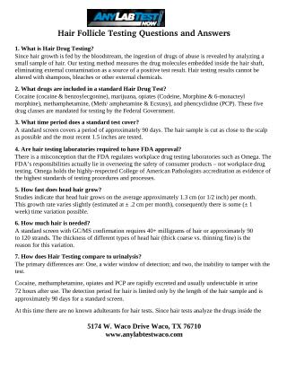 Hair Test Info Sheet