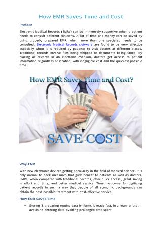 How EMR saves Time and Cost?