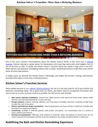 Kitchen Solver’s Franchise: More than a Refacing Business