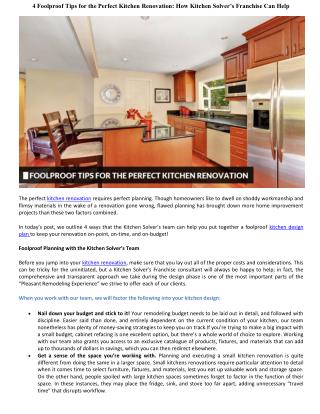 4 Foolproof Tips for the Perfect Kitchen Renovation: How Kitchen Solver’s Franchise Can Help