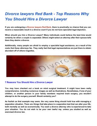 Divorce lawyers Red Bank - Top Reasons Why You Should Hire a Divorce Lawyer