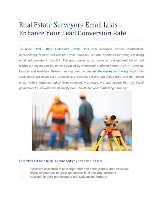 Real Estate Surveyors Email lists | Pioneer Lists