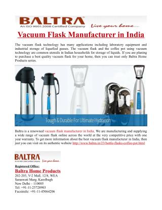 Vacuum Flask Manufacturer in India