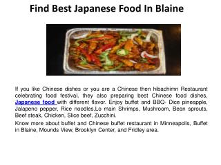 Find Best Japanese food in Blaine
