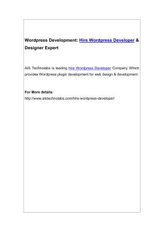 Wordpress Development: Hire Wordpress Developer & Designer Expert