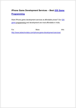 iPhone Game Development Services – Best iOS Game Programming