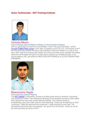 IIHT Testimonials