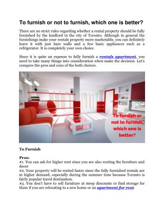 To furnish or not to furnish, which one is better?