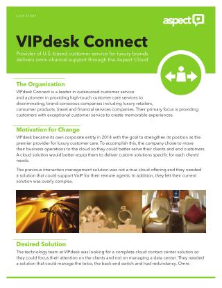 Aspect Cloud service for VIPdesk Connect customer service providers