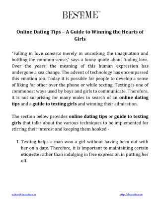 Online Dating Tips - A Guide to Winning the Hearts of Girls