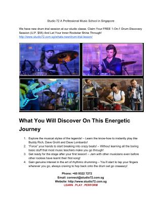 Studio 72 A Professional Music School in Singapore