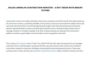 SOLAR CAMERA IN CONSTRUCTION INDUSTRY