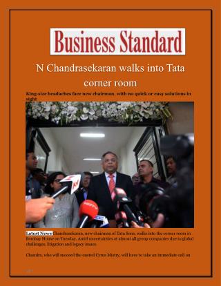 N Chandrasekaran walks into Tata corner room