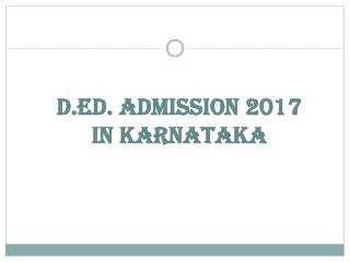 D.Ed Admission 2017 In Karnataka