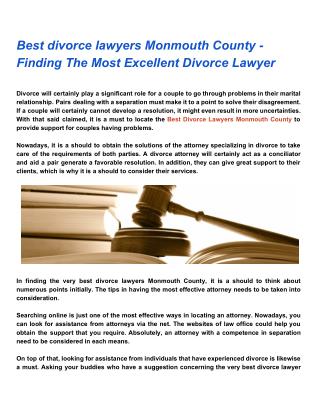 Best divorce lawyers Monmouth County - Finding The Most Excellent Divorce Lawyer