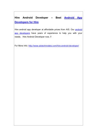 Hire Android Developer – Best Android App Developers for Hire