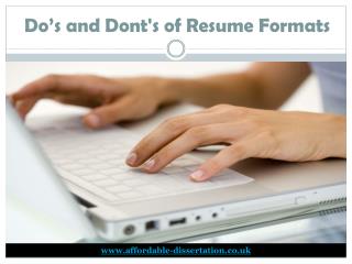 Do’s and Don’ts of Resume Formats