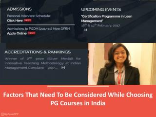 Factors That Need To Be Considered While Choosing PG Courses in India