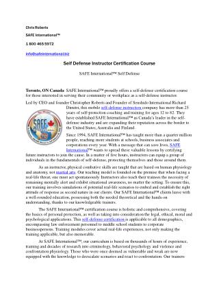 Self Defense Instructor Certification Course