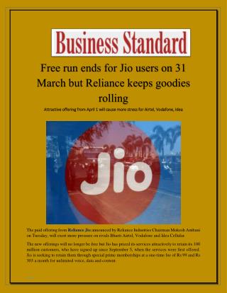 Free run ends for Jio users on 31 March but Reliance keeps goodies rolling
