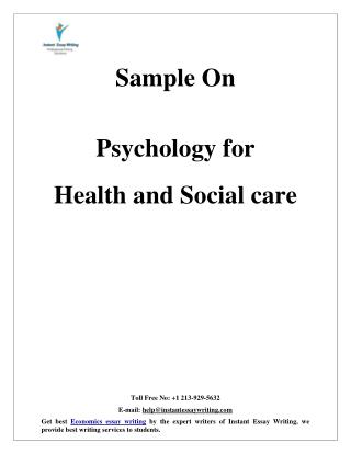 Sample On Psychology for Health and Social care By Instant Essay Writing