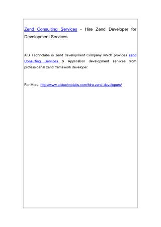 Zend Consulting Services - Hire Zend Developer for Development Services