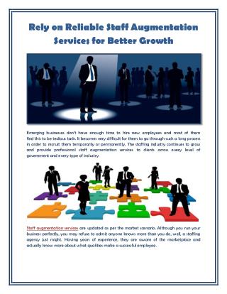 Rely on Reliable Staff Augmentation Services for Better Growth