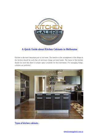 A Quick Guide about Kitchen Cabinets in Melbourne