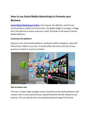 How to use Social Media Advertising to Promote your Business