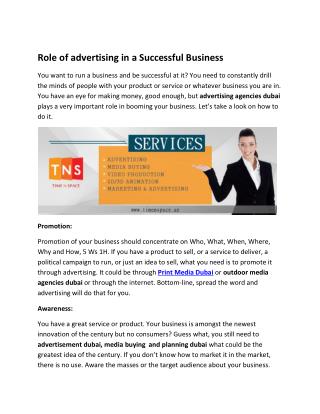 Role of advertising in a Successful Business