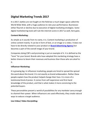 Digital Marketing Trends 2017