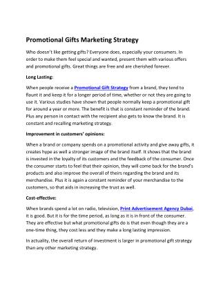 Promotional Gifts Marketing Strategy