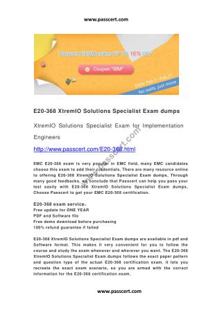 E20-368 XtremIO Solutions Exam dumps