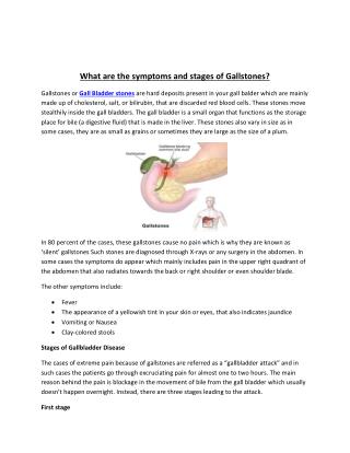 What are the symptoms and stages of Gallstones?