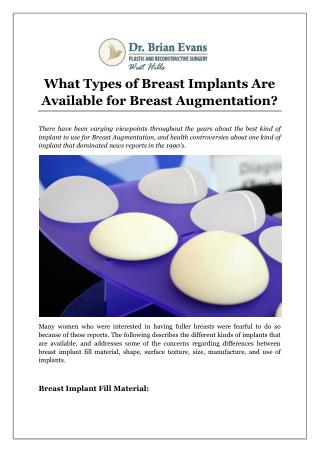 What Types of Breast Implants Are Available for Breast Augmentation?